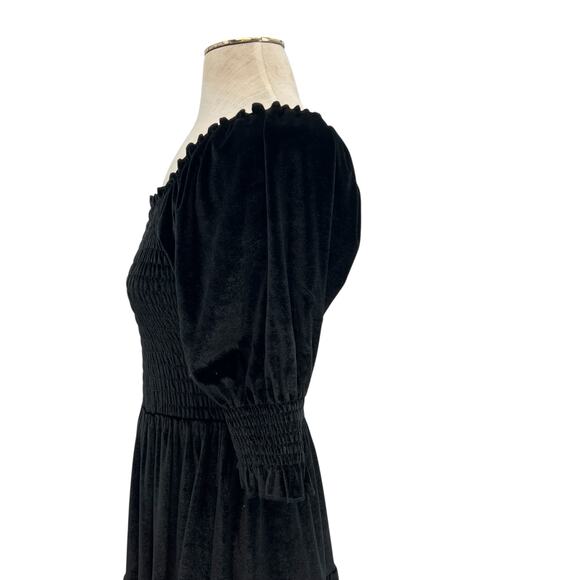 Baltic Born Bliss Smocked Velvet Dress Mini Tiered Black Size Medium - Picture 8 of 11